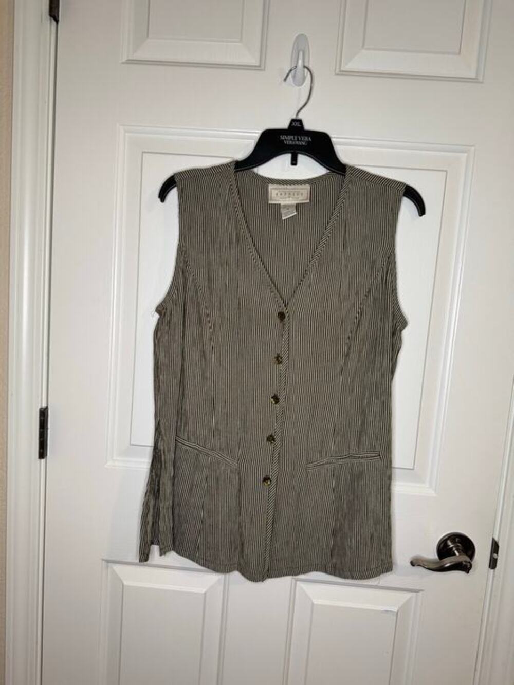 Compagnie Internationale Vintage Euro 90s Pinstripe Waistcoat Vest Brown M
